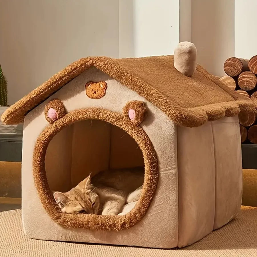 Folding Cozy Cave Cat Bed