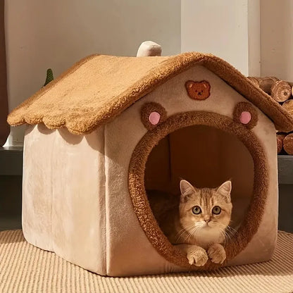 Folding Cozy Cave Cat Bed